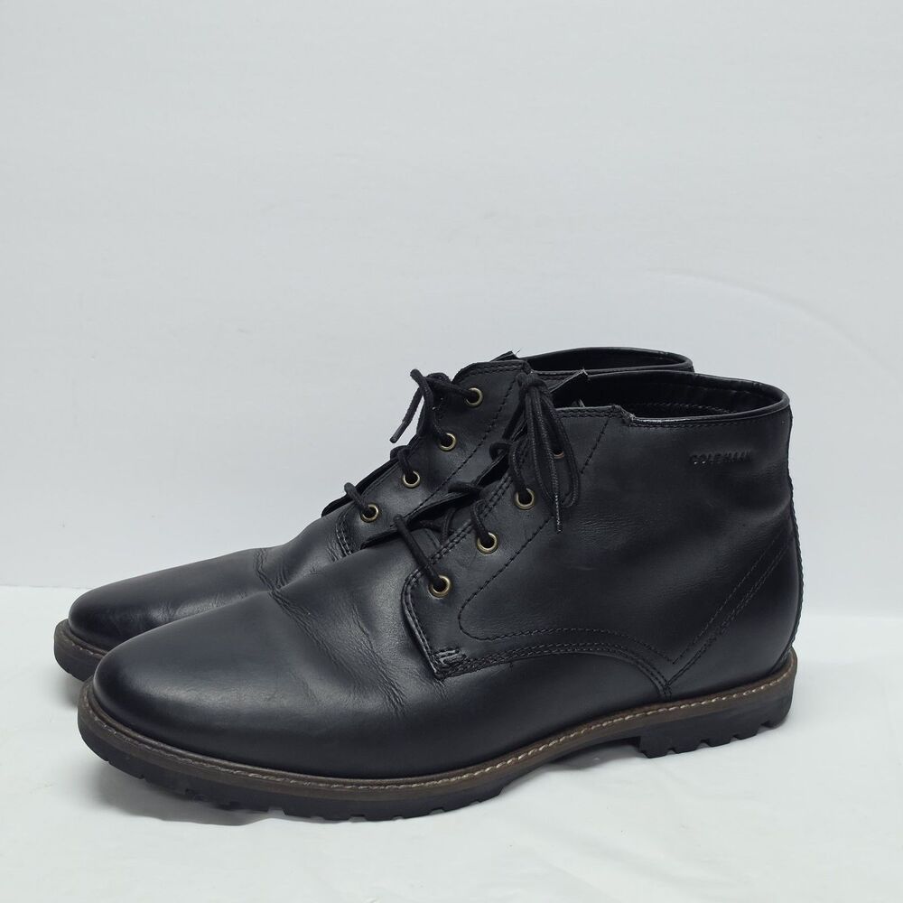 Cole Haan Nathan Chukka Black Leather Boots Casual Dress Shoes C30633 Men's 10.5